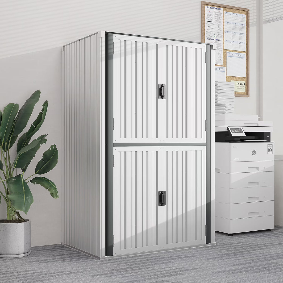 Nouveauté 2026 – Armoire de rangement extérieure AECOJOY pour jardin et terrasse, un meuble de rangement en métal avec portes et étagères, de couleur grise