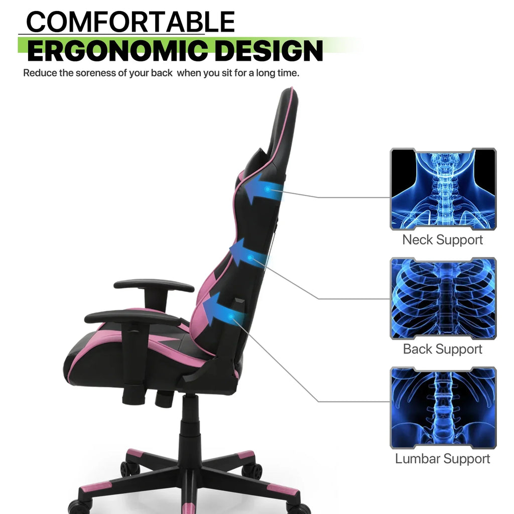 Nouveauté 2026 – Chaise de jeu ergonomique Magshion , chaise de jeu confortable, chaise de bureau en cuir, chaise de jeu pivotante et réglable, bleue