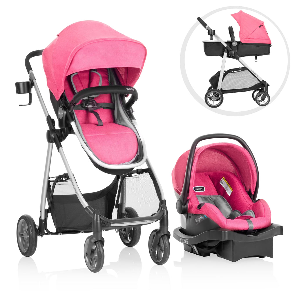 Nouveauté 2026 – Système de voyage modulaire Evenflo Omni Plus avec siège auto pour bébé LiteMax Sport, gris Mylar, unisexe