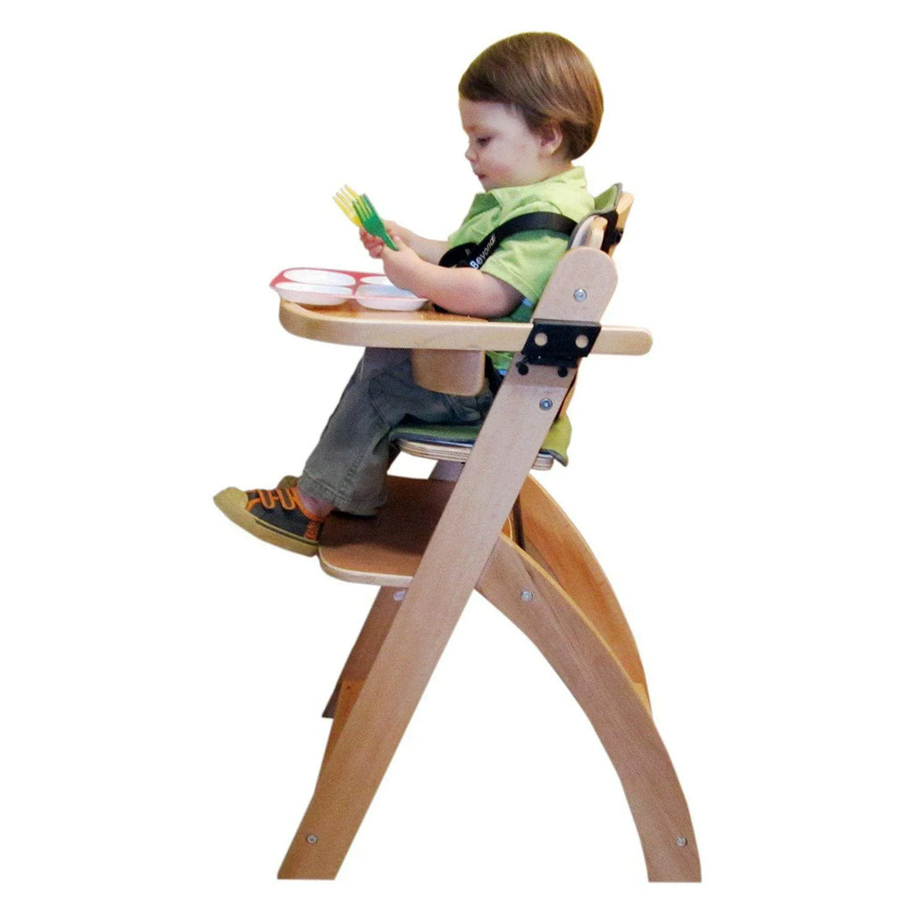 Nouveauté 2026 – Chaise haute en bois Abiie Beyond avec tablette. La solution idéale pour les bébés et les jeunes enfants, réglable et utilisable comme chaise de salle à manger. (De 6 mois à 113 kg) (Bois naturel - Coussin olive