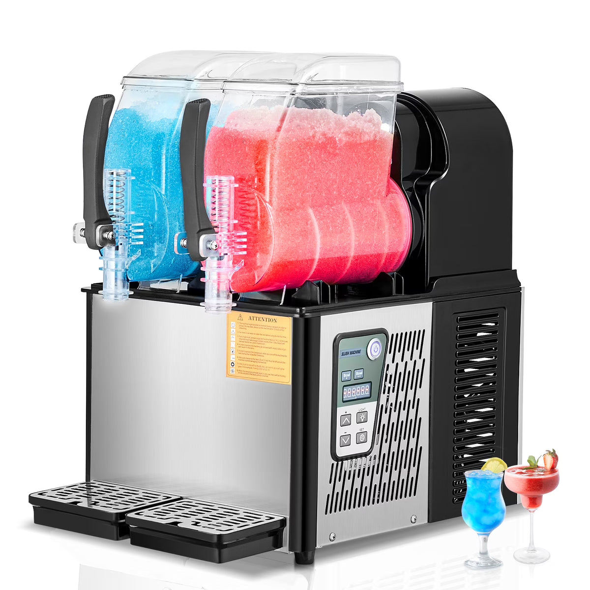 Nouveauté 2026 – Machine à granita commerciale KFFKFF , machine à granita à 2 réservoirs de 4 L, machine à boissons glacées avec maintien de la température, machine à granita