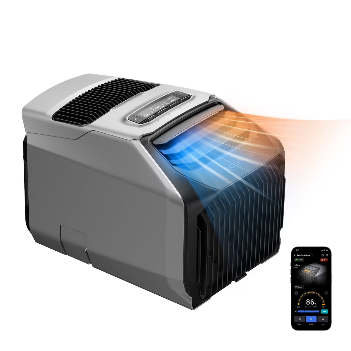 Nouveauté 2026 – Climatiseur portable EF EcoFlow WAVE 3 , puissance de refroidissement 1800 W/6100 BTU et puissance de chauffage 2000 W/6800 BTU, charge rapide 1000 W en 75 minutes, autonomie sans fil de 8 heures, contrôle via application, idéal pour