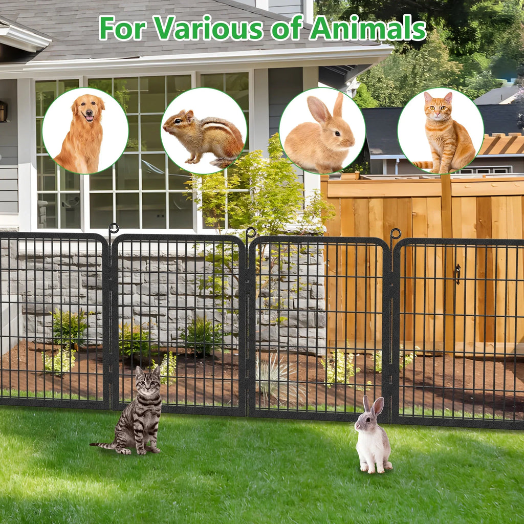 Nouveauté 2026 – Clôture de jardin Garden avec portail, panneaux de clôture sans creuser, 9,14 m (L) x 81,3 cm (H), barrière pour animaux, clôture décorative pour jardin, patio, clôtures et bordures pour chiens