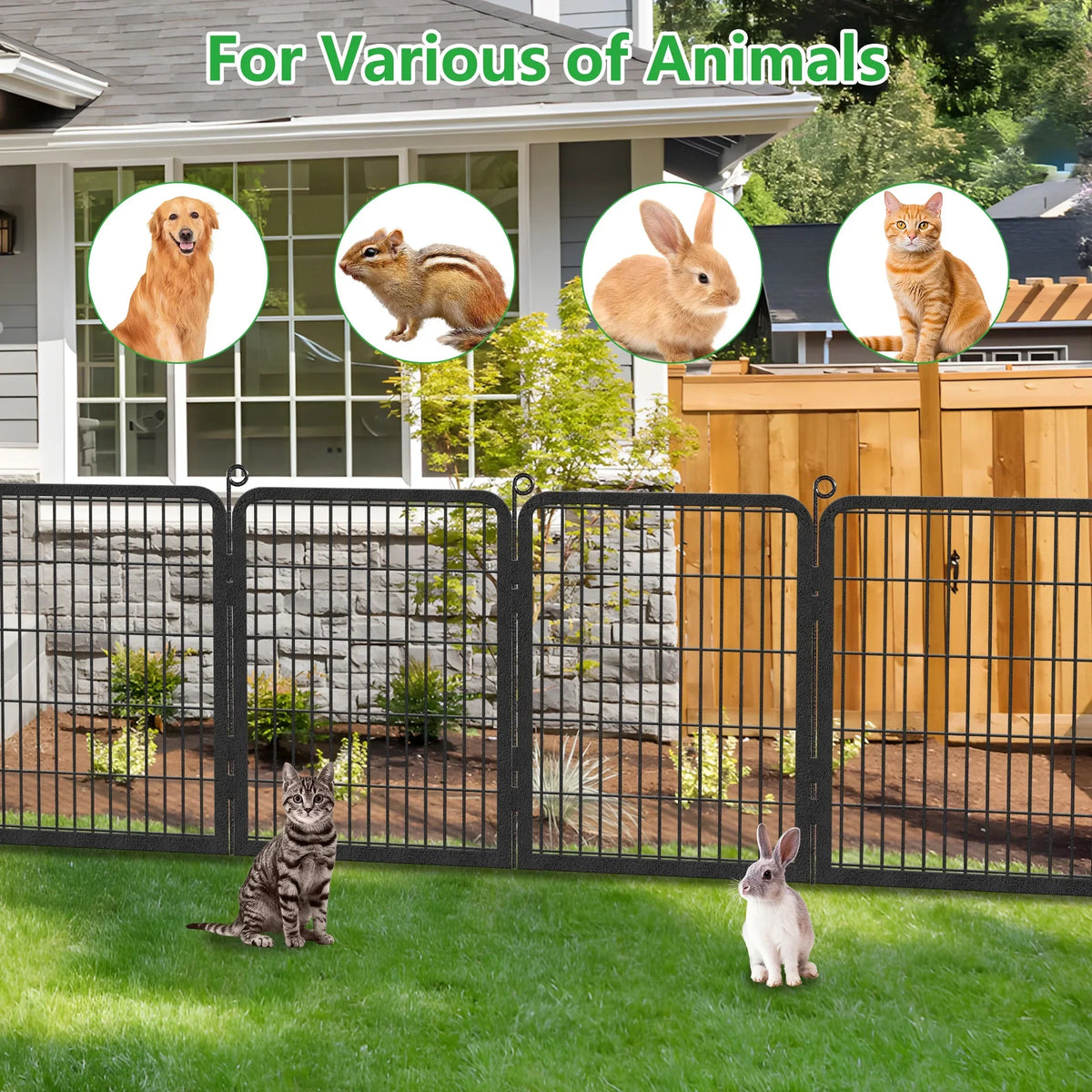 Nouveauté 2026 – Clôture de jardin Garden avec portail, panneaux de clôture sans creuser, 9,14 m (L) x 81,3 cm (H), barrière pour animaux, clôture décorative pour jardin, patio, clôtures et bordures pour chiens