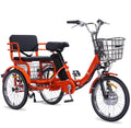 Nouveauté 2026 – Tricycle électrique NOMIGO pour adultes, pliable, à 3 roues, deux places, grand panier, moteur sans balais ultra-puissant de 350 W, batterie lithium 48 V 13 Ah, vitesse maximale de 32 km/h, orange