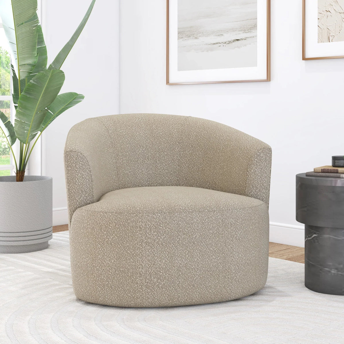 Nouveauté 2026 – Fauteuil pivotant Mainstays Boucle , taupe
