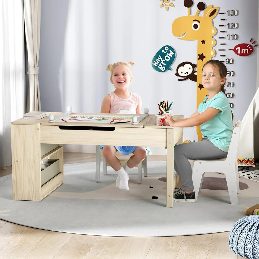 Nouveauté 2026 – Ensemble table et 2 chaises LAZY BUDDY pour enfants , chevalet 2 en 1 et table de bricolage pour tout-petits avec bacs de rangement, gobelets de peinture et rouleau de papier, idéal pour les enfants de 3 ans et plus