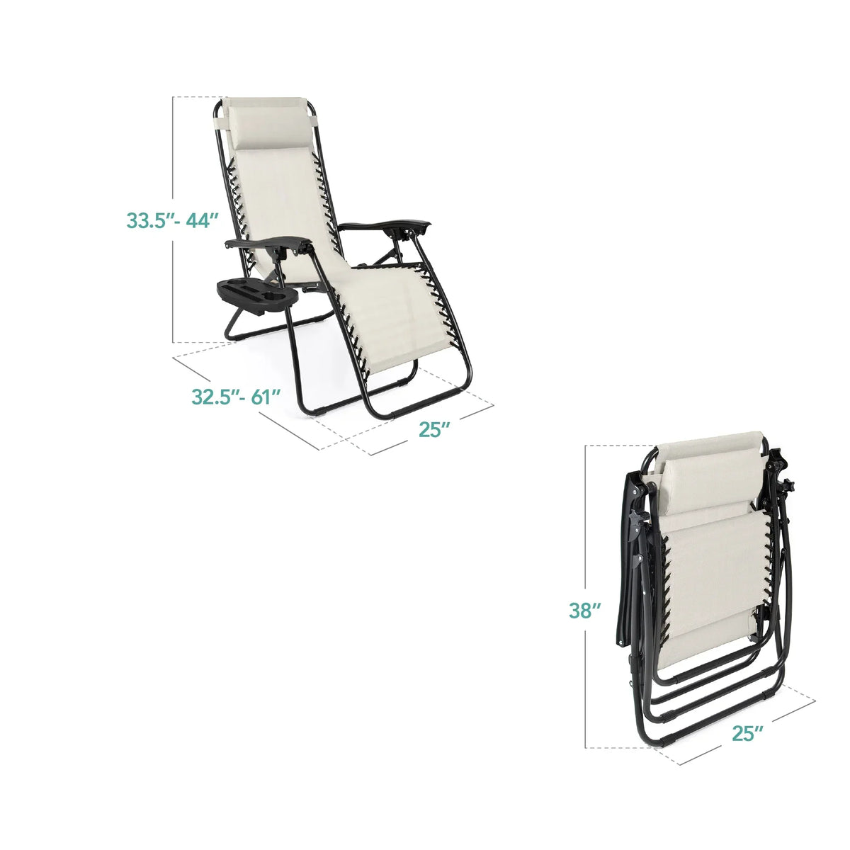 Nouveauté 2026 – Ensemble de 2 fauteuils inclinables zéro gravité Best Choice Products pour terrasse et piscine avec porte-gobelet - Gris