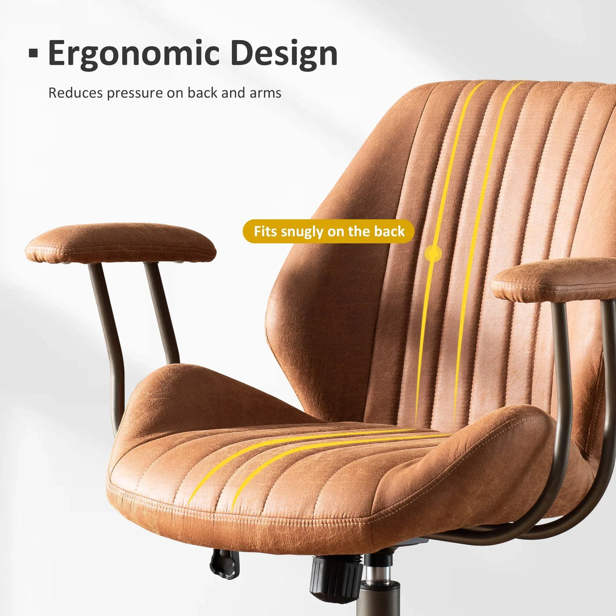 Nouveauté 2026 – Chaise de bureau ergonomique Ovios , chaise de bureau moderne en tissu suédé avec soutien lombaire pour bureau à domicile