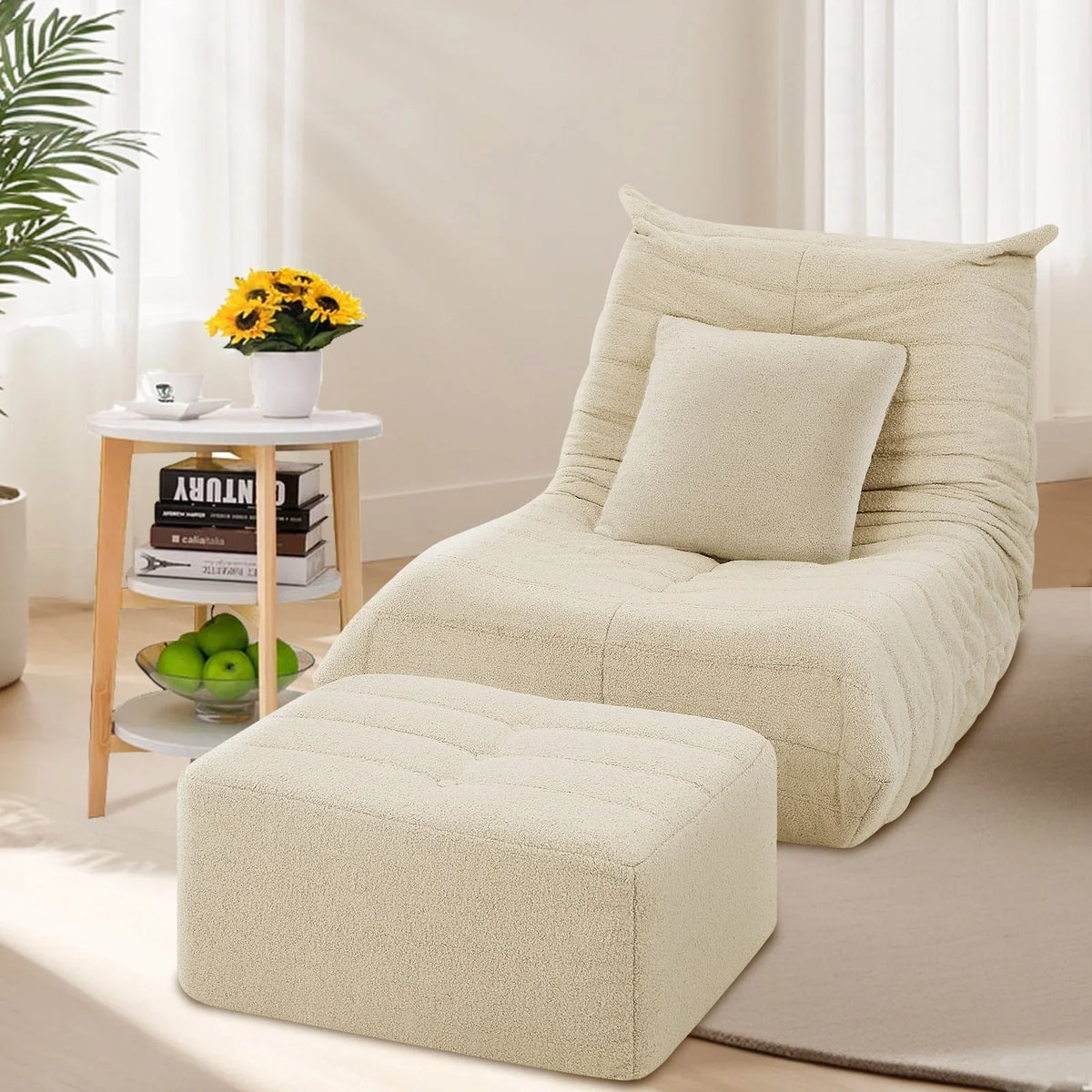 Nouveauté 2026 – Fauteuils poufs VFD pour adultes, pouf avec repose-pieds, canapé lounge confortable en mousse à mémoire de forme, fauteuil de lecture idéal pour la chambre et le salon, canapé de sol relaxant