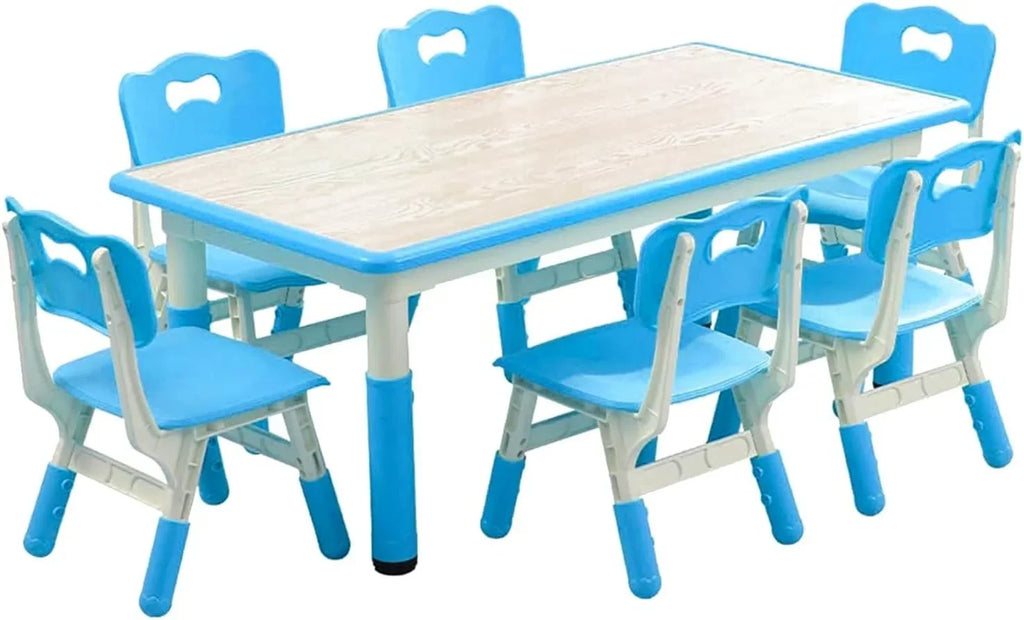 Nouveauté 2026 – Ensemble table et chaises pour enfants TROPOW , table réglable en hauteur pour tout-petits et 6 chaises, table multi-activités avec plateau à motifs graffiti et pieds antidérapants pour les enfants de 2 à 10 ans, idéale pour les gard