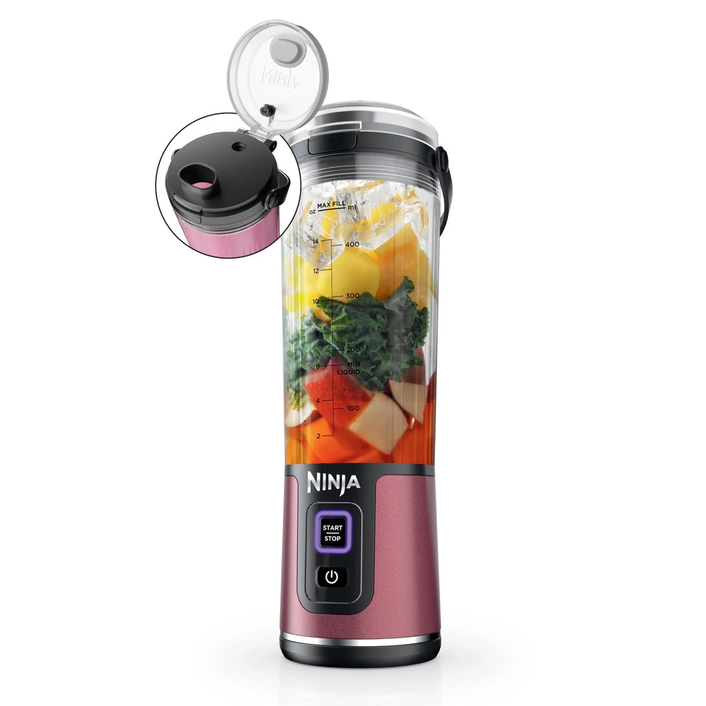 Nouveauté 2026 – Blender portable Ninja Blast , sans fil, bol de 532 ml (18 oz), blender individuel pour milkshakes et smoothies, sans BPA, couvercle étanche et bec verseur, rechargeable par USB-C, pièces compatibles lave-vaisselle, violet métallisé