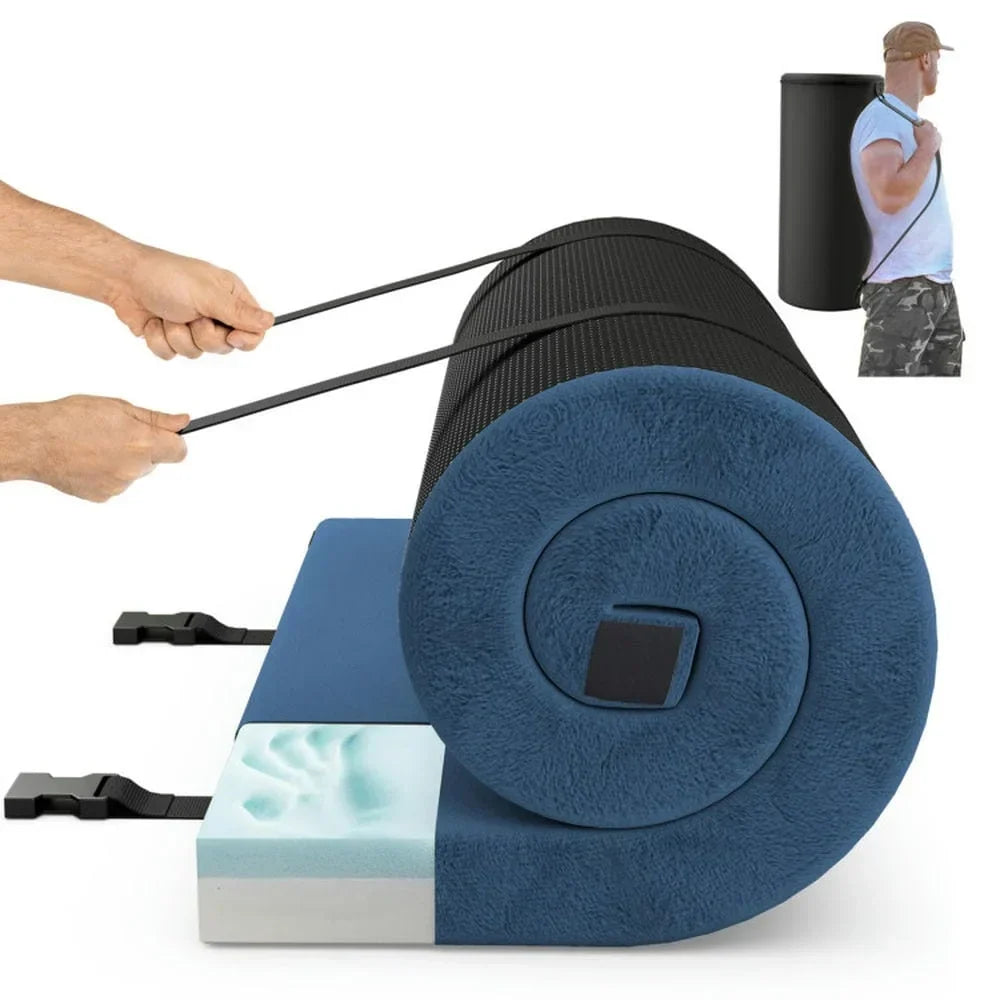 Nouveauté 2026 – Matelas de camping pliable Spaco avec coussin en mousse haute densité et fond antidérapant, matelas gonflables et sacs de couchage pour l'extérieur (jardin, cour, bleu marine