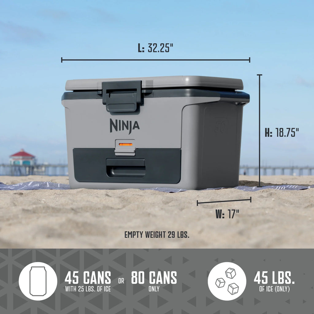 Nouveauté 2026 – Glacière rigide Ninja FrostVault 50 pintes avec zone sèche, grise, FB151GY
