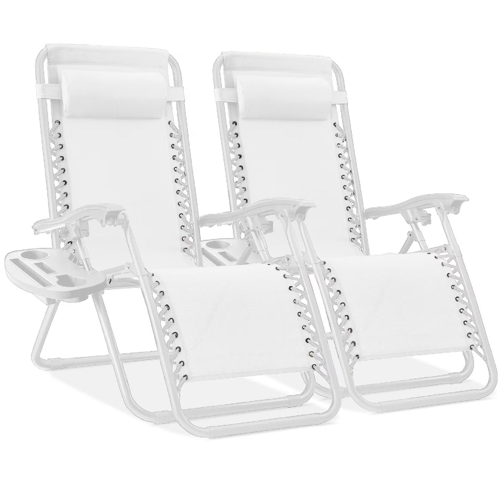 Nouveauté 2026 – Ensemble de 2 fauteuils inclinables zéro gravité Best Choice Products pour terrasse et piscine avec porte-gobelet - Gris