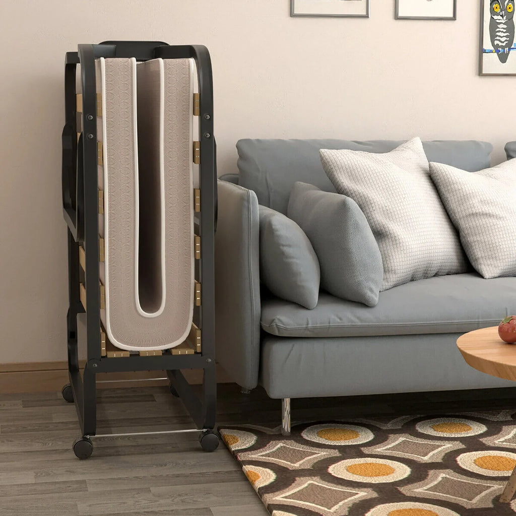 Nouveauté 2026 – Lit pliant Gymax avec matelas à mémoire de forme, lit d'appoint en métal, fabriqué en Italie