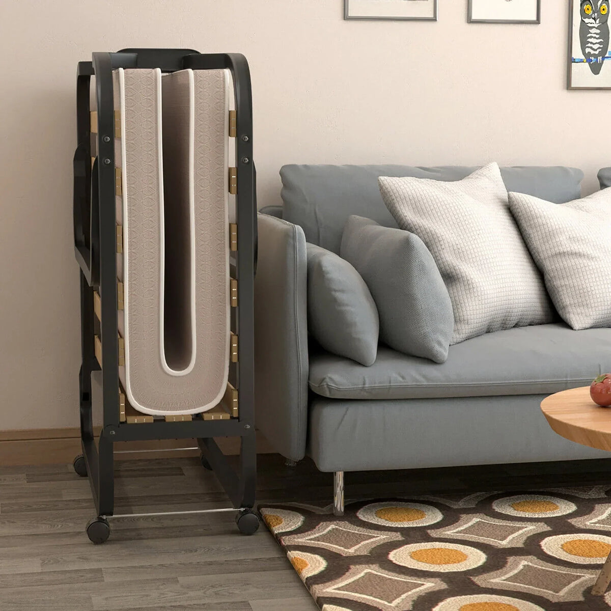 Nouveauté 2026 – Lit pliant Gymax avec matelas à mémoire de forme, lit d'appoint en métal, fabriqué en Italie