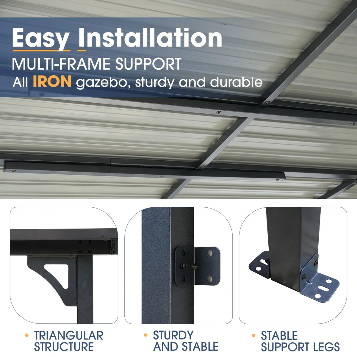 Nouveauté 2026 – Pergola extérieure neuve de 2,44 m x 3,05 m, tonnelle adossée, pergola métallique robuste avec toit rigide, idéale pour patio, jardin, terrasse ou piscine