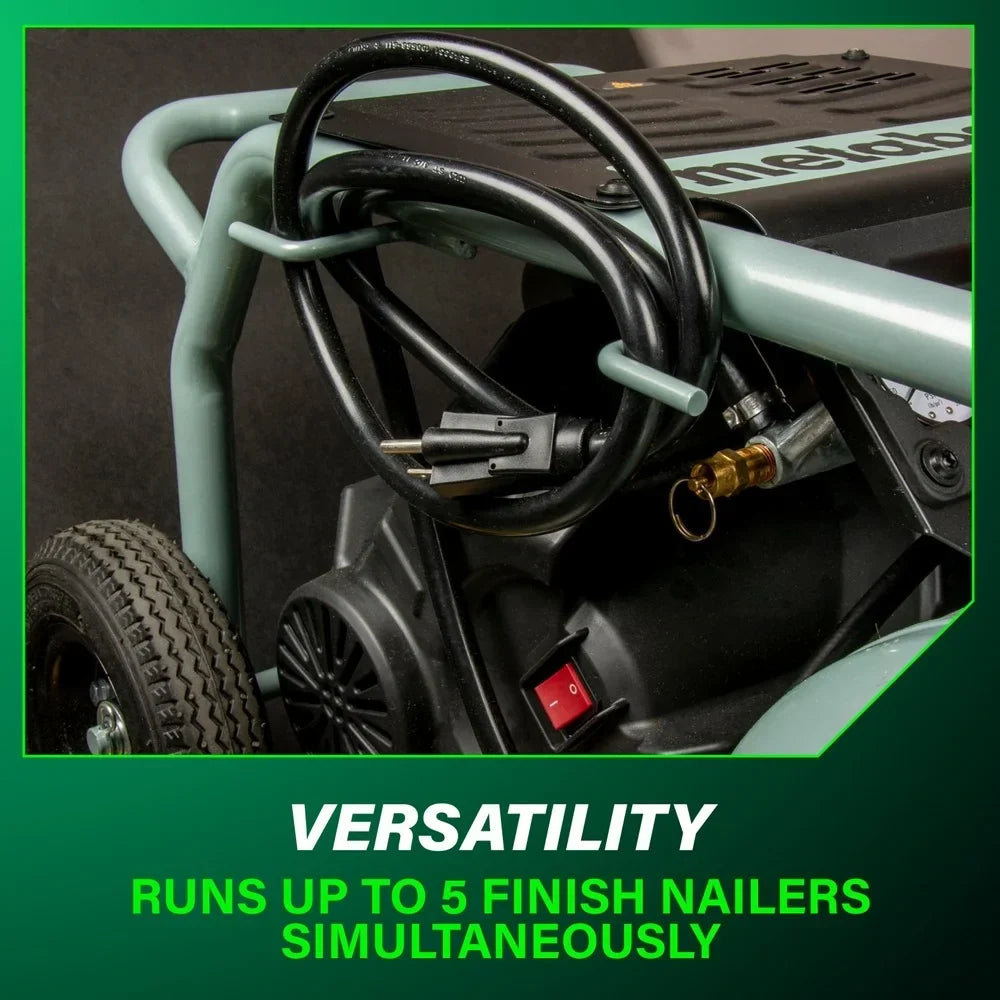 Nouveauté 2026 – Compresseur d'air Metabo HPT , modèle THE TANK, compresseur d'air sur chariot de 8 gallons (30 litres), 225 PSI (15,8 bar), polyvalent pour une utilisation avec des cloueuses de charpente, de bardage, de finition ou de toiture, mobil