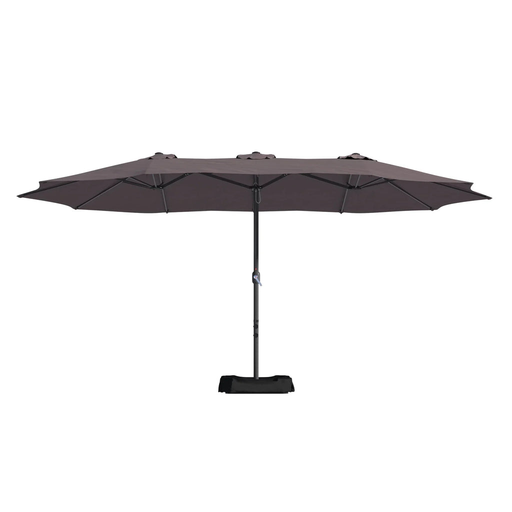 Nouveauté 2026 – Parasol rectangulaire Mondawe 4,57 m (15 pi) avec base et éclairage LED beige