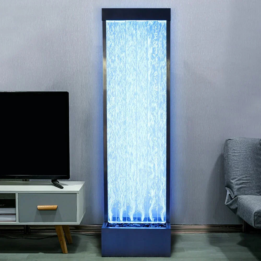 Nouveauté 2026 – Fontaine à bulles acrylique 72'' , panneau à bulles sur pied, éclairage couleur/télécommande