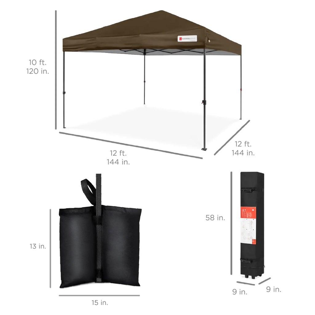 Nouveauté 2026 – Best Choice Products 3,66 m x 3,66 m - Abri pliant facile à monter avec installation en un clic, sac à roulettes et 4 sacs de lestage - Bleu marine