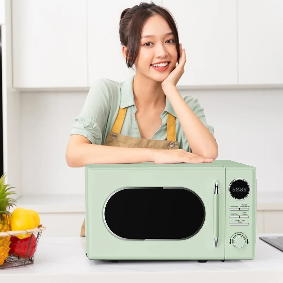 Nouveauté 2026 – Micro-ondes rétro classique Magic Chef 0,7 pi³ (19,8 L), 700 W, vert (neuf, boîte ouverte