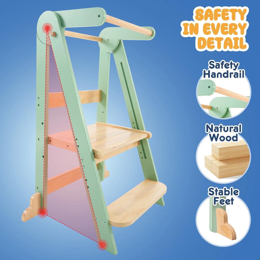 Nouveauté 2026 – Tour de cuisine pliable HARPPA pour tout-petits, tour sur pied pour enfants de 1,5 à 6 ans, blanche