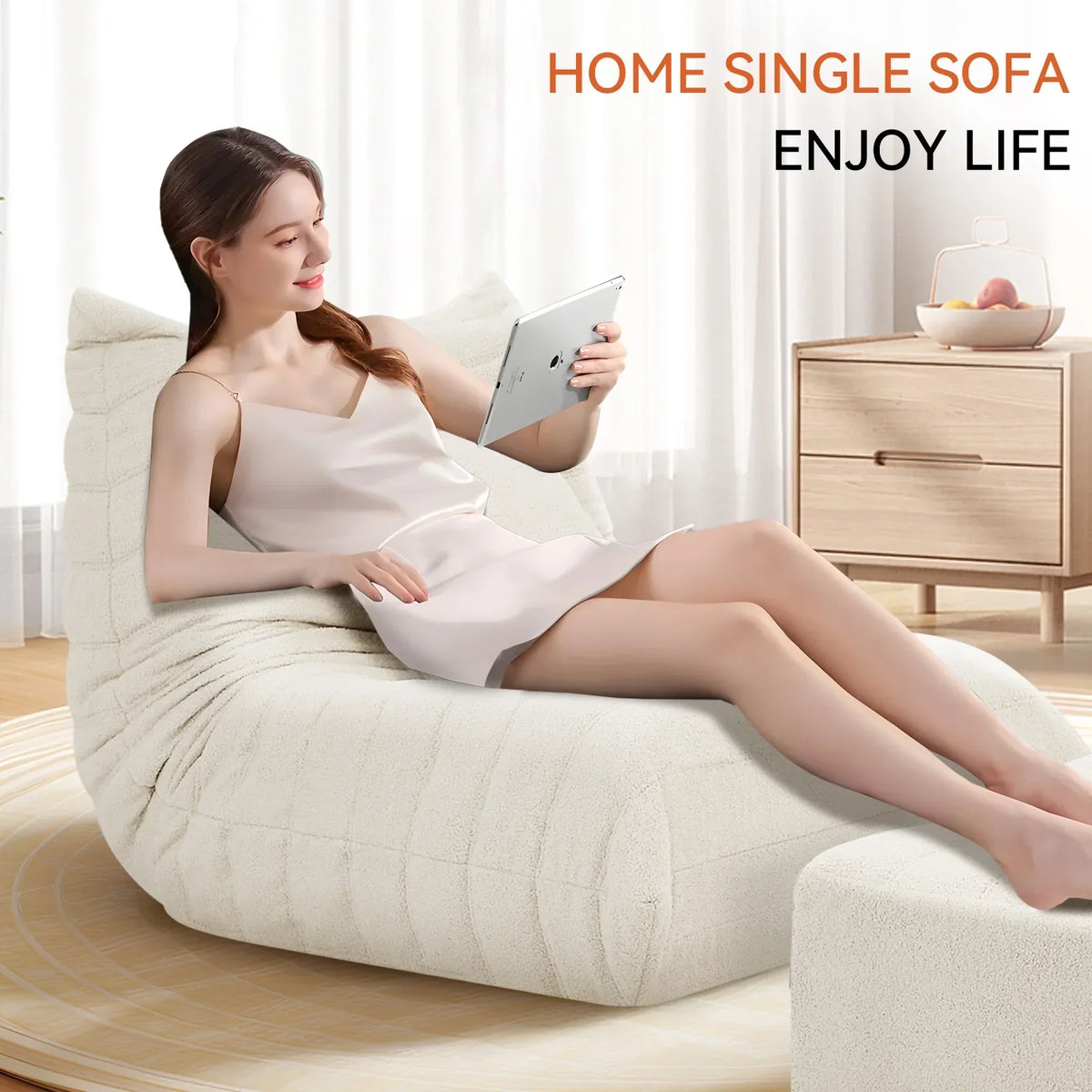 Nouveauté 2026 – Fauteuils poufs VFD pour adultes, pouf avec repose-pieds, canapé lounge confortable en mousse à mémoire de forme, fauteuil de lecture idéal pour la chambre et le salon, canapé de sol relaxant