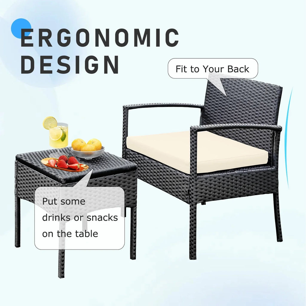 Nouveauté 2026 – Ensemble de mobilier de jardin Tappio , 3 pièces, style bistro, comprenant des chaises de conversation en rotin, une table d'appoint et des coussins. Idéal pour balcon, jardin ou terrasse. Couleur : rouge