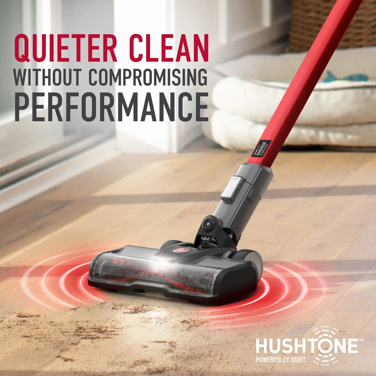 Nouveauté 2026 – Aspirateur balai sans fil Hoover ONEPWR Emerge Essentials , pour tapis, sols durs, tissus d'ameublement et poils d'animaux. Aspirateur à main amovible. Autonomie de 45 minutes. Référence : BH53610V