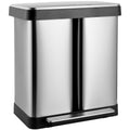 Nouveauté 2026 – Poubelle double Arlopu de 60 litres (16 gallons), en acier inoxydable, avec couvercle à fermeture amortie, pour la maison ou le bureau