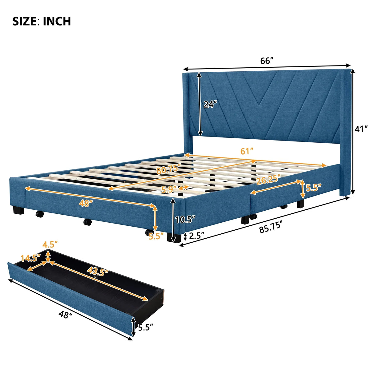 Nouveauté 2026 – Cadre de lit Queen Sesslife avec rangement, nouveau lit plateforme rembourré en lin amélioré avec 3 tiroirs, lit de rangement Queen avec tête de lit et lattes en bois, aucun sommier requis, supporte 227 kg, beige