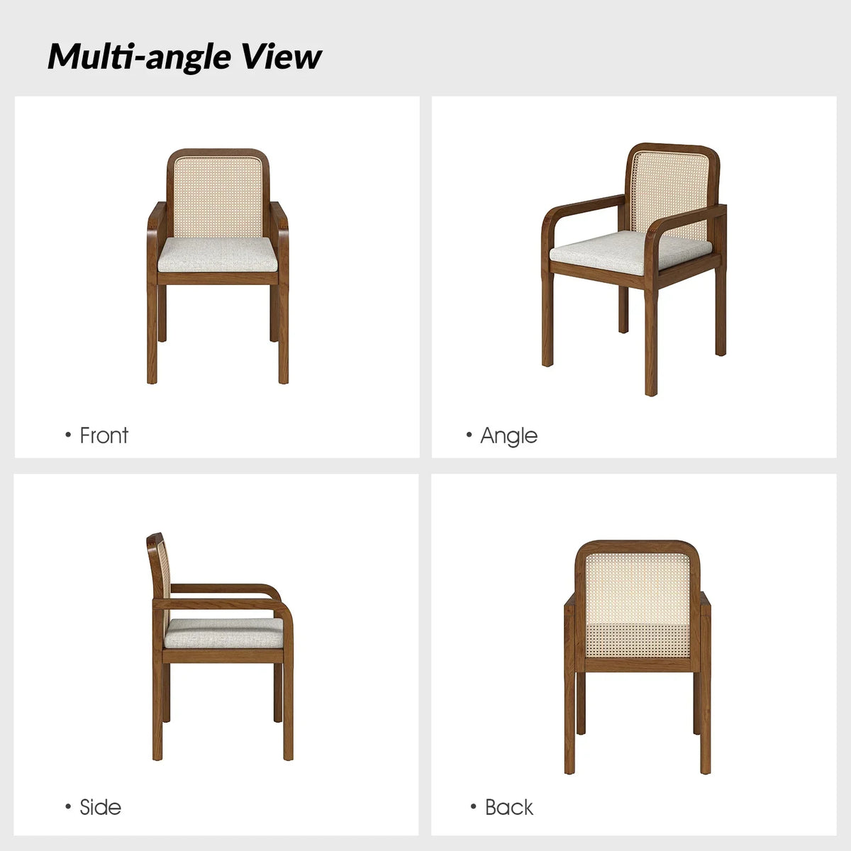 Nouveauté 2026 – Ensemble de 2 chaises de salle à manger Rattan , fauteuils en bois avec coussins amovibles, style gland, pour la maison, la cuisine ou le restaurant