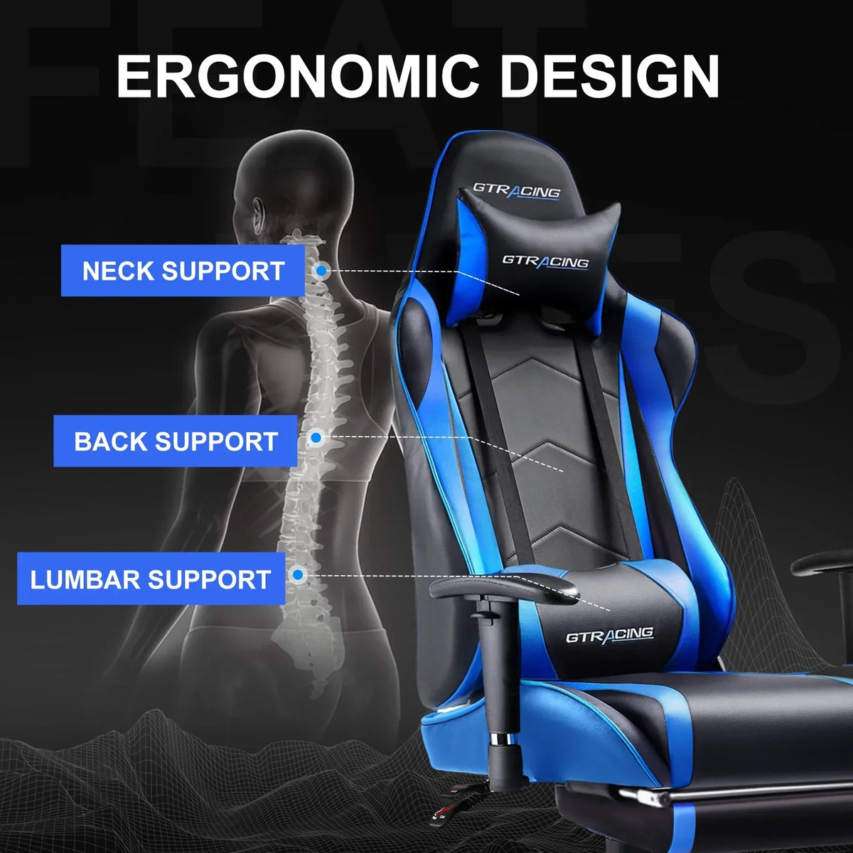 Nouveauté 2026 – Chaise de jeu GTRACING , chaise de bureau ergonomique avec soutien lombaire, revêtement en cuir PU, repose-pieds et appui-tête réglable, rouge