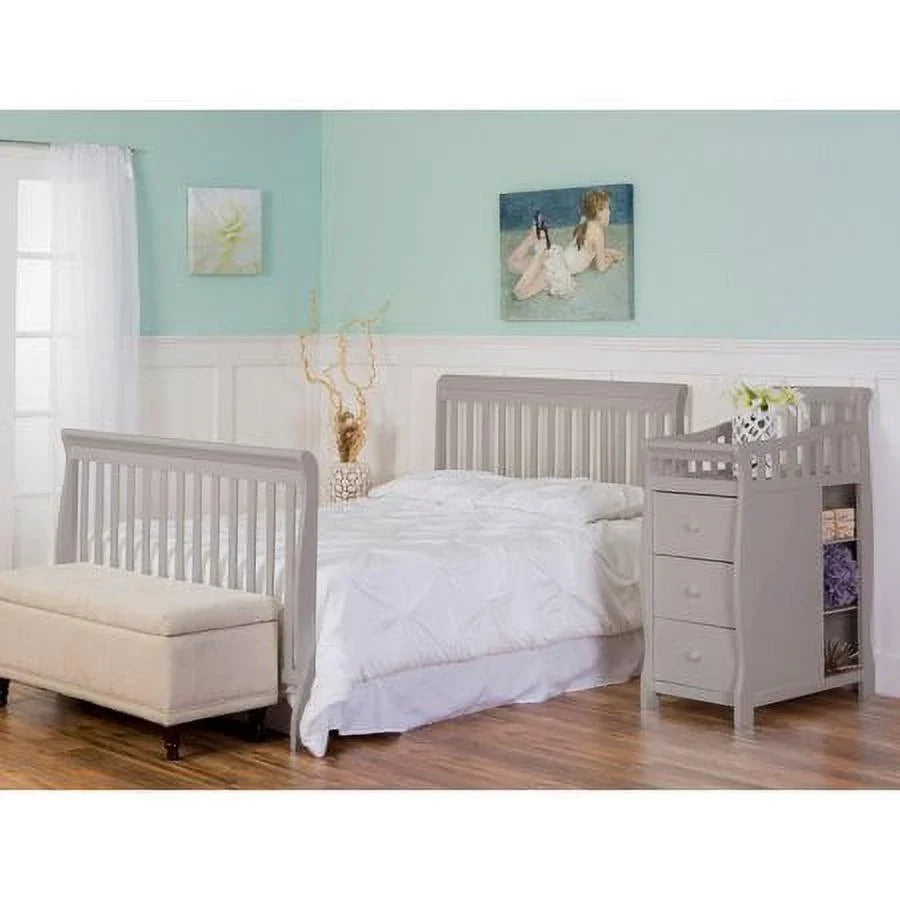 Nouveauté 2026 – Lit bébé convertible 5 en 1 Dream On Me Brody avec matelas ajustable et table à langer, gris perle