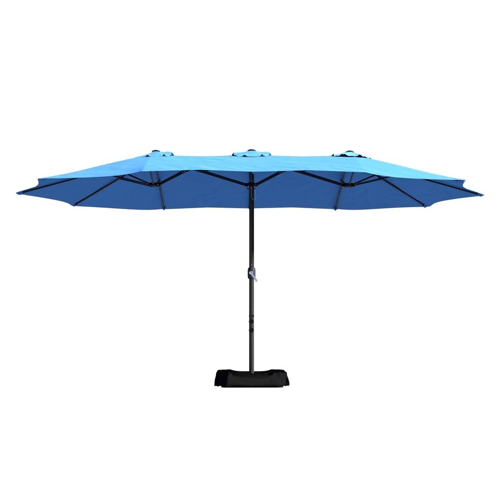 Nouveauté 2026 – Parasol rectangulaire Mondawe 4,57 m (15 pi) avec base et éclairage LED beige