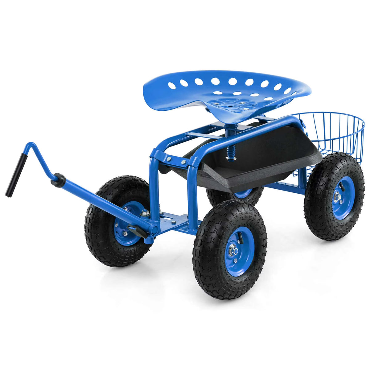 Nouveauté 2026 – Chariot de jardin Costway avec siège de travail roulant et poignée extensible, vert