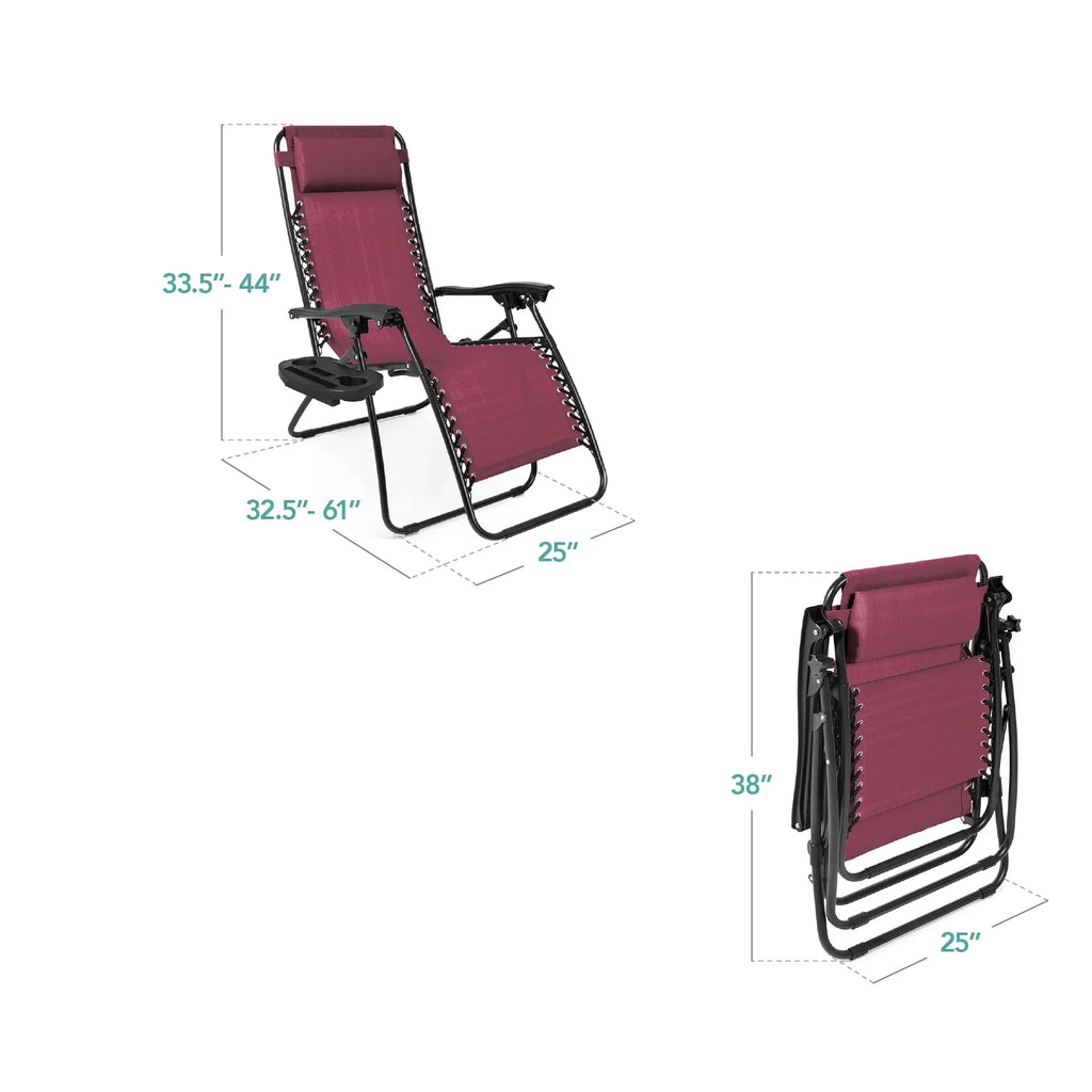 Nouveauté 2026 – Ensemble de 2 fauteuils inclinables zéro gravité Best Choice Products pour terrasse et piscine avec porte-gobelet - Gris