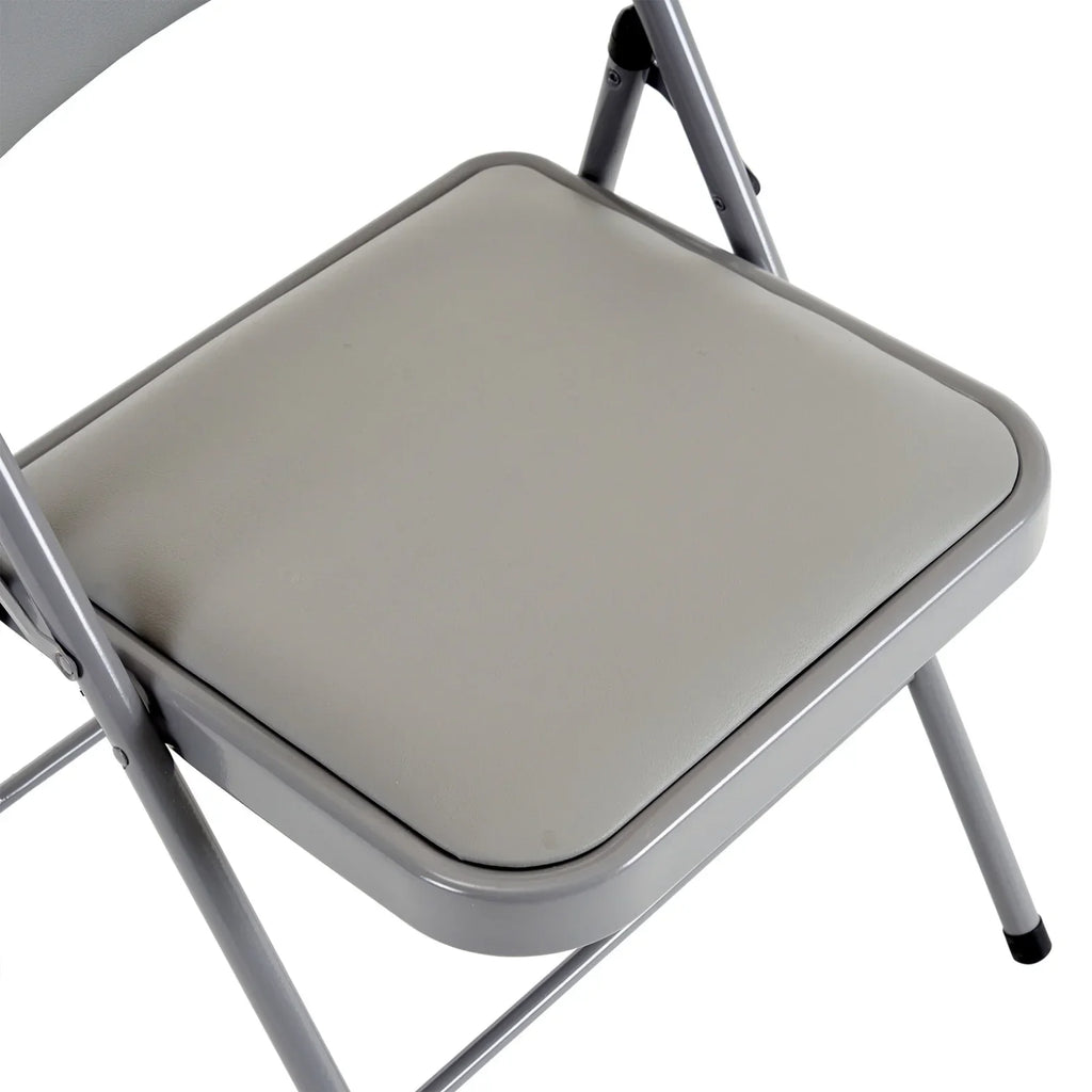 Nouveauté 2026 – Lot de 6 chaises pliantes grises avec assise rembourrée, portables et empilables, pour une utilisation intérieure et extérieure. Structure métallique robuste, idéale pour les événements, bureaux, mariages et fêtes. Capacité de charge