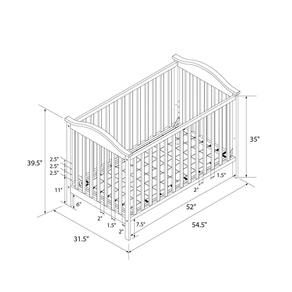 Nouveauté 2026 – Lit bébé convertible 3-en-1 Baby Relax Adele . Blanc