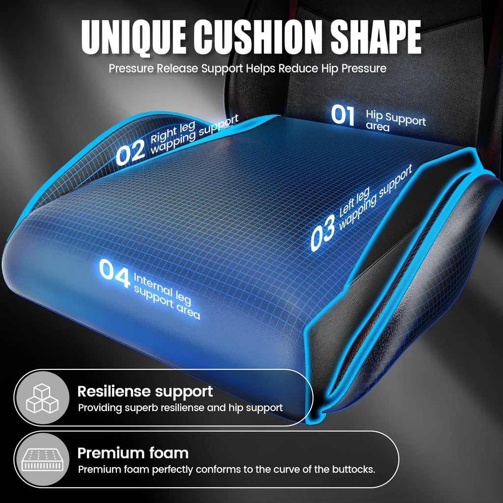Nouveauté 2026 – Chaise de jeu Bigzzia , chaise de bureau ergonomique avec appui-tête et soutien lombaire réglables en hauteur, pour adultes et adolescents, noir et blanc