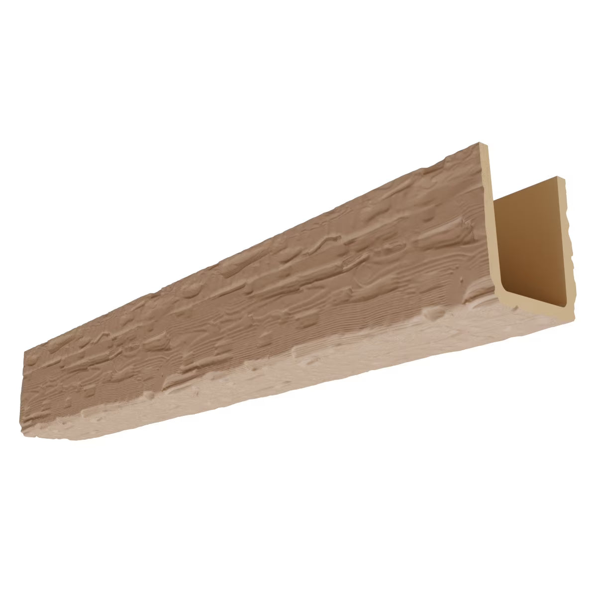 Nouveauté 2026 – Ekena Millwork 3 1/2 po L x 3 1/2 po H x 120 po P 3 côtés (poutre en U) Bois de récupération HeritageTimber Faux bois Poutre de plafond, Brun Kona