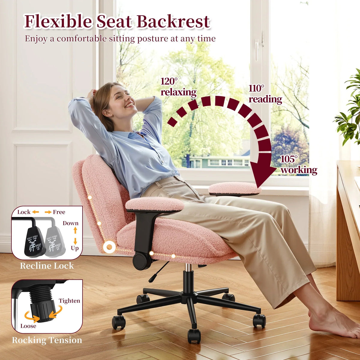 Nouveauté 2026 – Chaise de bureau Romorgniz Criss Cross avec accoudoirs réglables, soutien lombaire, dossier inclinable, coussin épais et roulettes. Idéale pour le bureau, les jeux vidéo, la lecture ou la coiffeuse. Couleur : blanc cassé