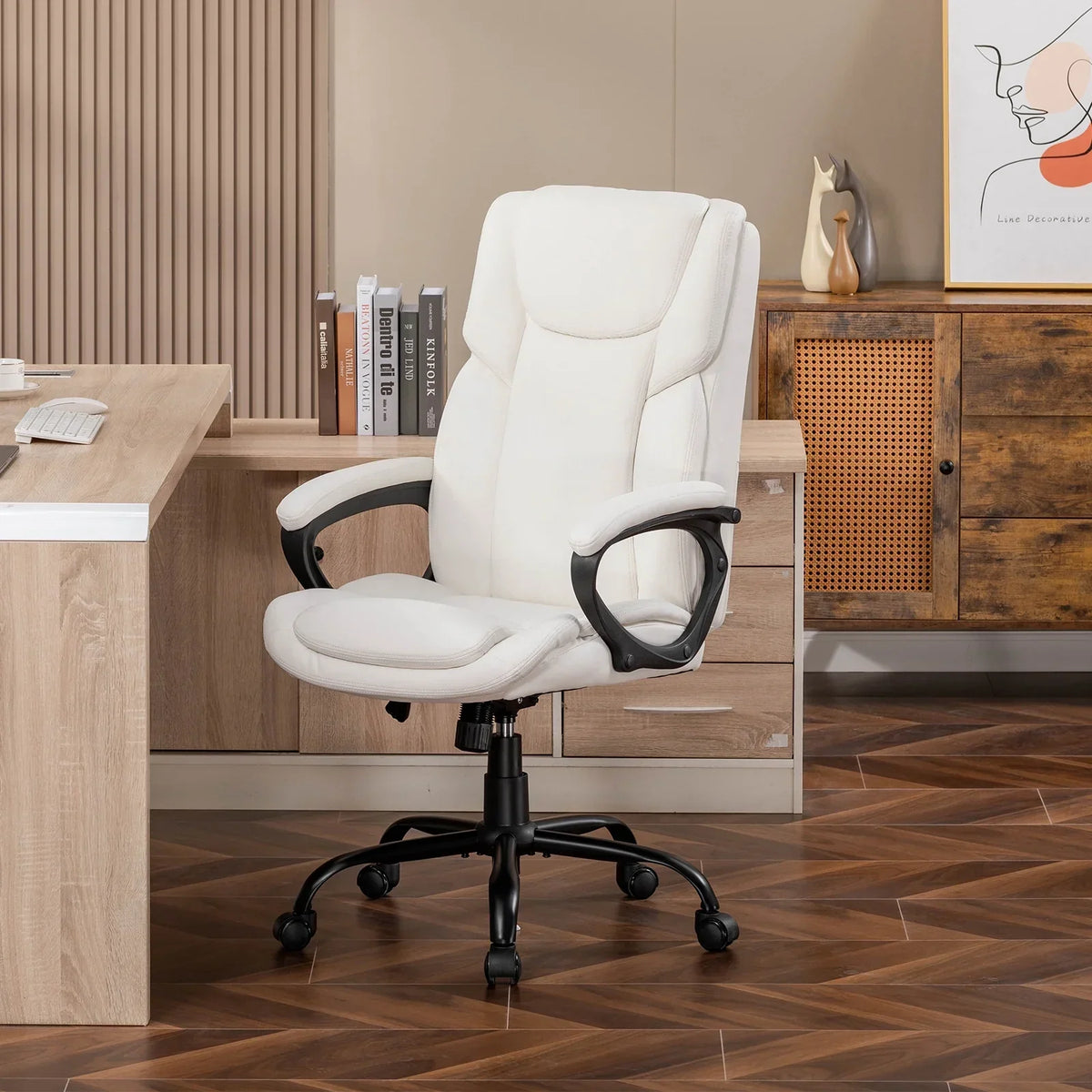 Nouveauté 2026 – Fauteuil de bureau ergonomique Mainstays Executive à dossier haut en cuir noir