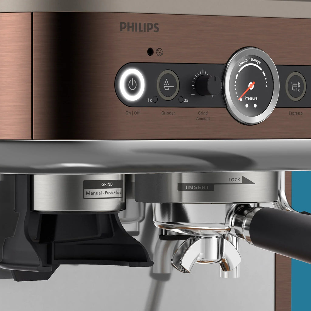 Nouveauté 2026 – Machine à expresso semi-automatique Philips Barista Brew avec mousseur à lait, métal argenté