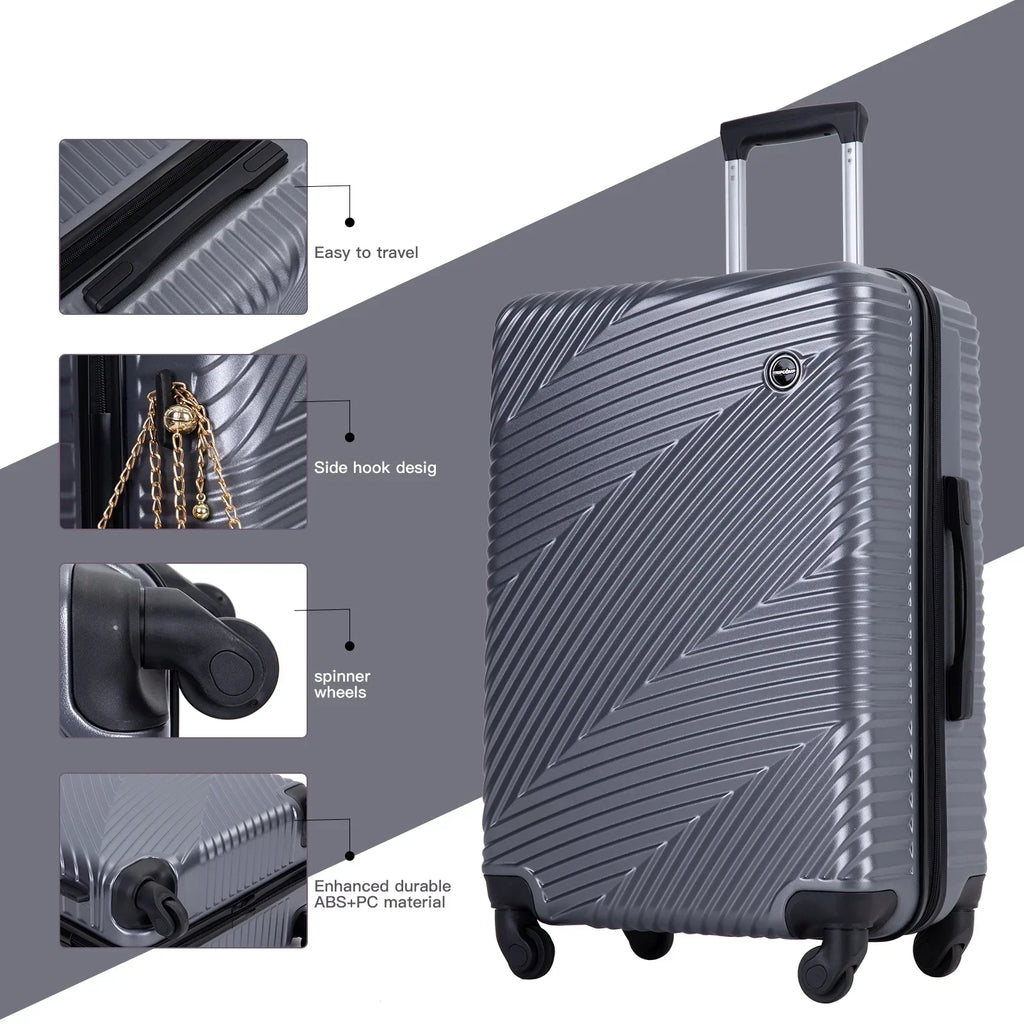 Nouveauté 2026 – Ensemble de 3 valises Tripcomp , valise rigide légère à roulettes multidirectionnelles 20 po, 24 po, 28 po (bleu