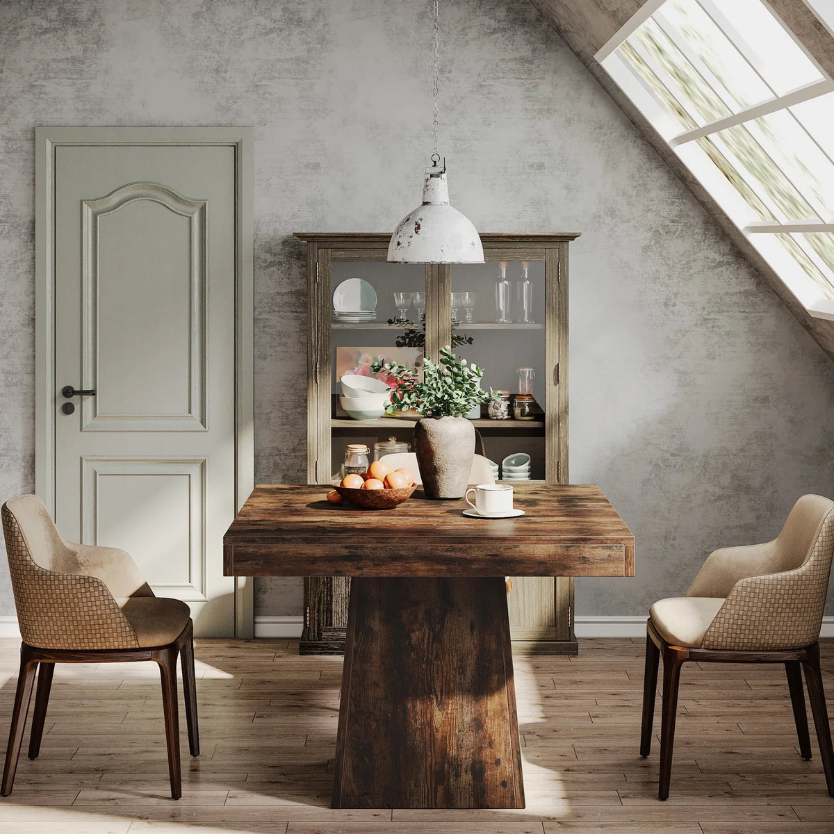 Nouveauté 2026 – Table de salle à manger carrée Tribesigns pour 4 personnes, 80 cm (31,5 pouces), petite table de cuisine avec pied central robuste, style ferme, idéale pour la salle à manger, le salon ou la cuisine, couleur marron vintage