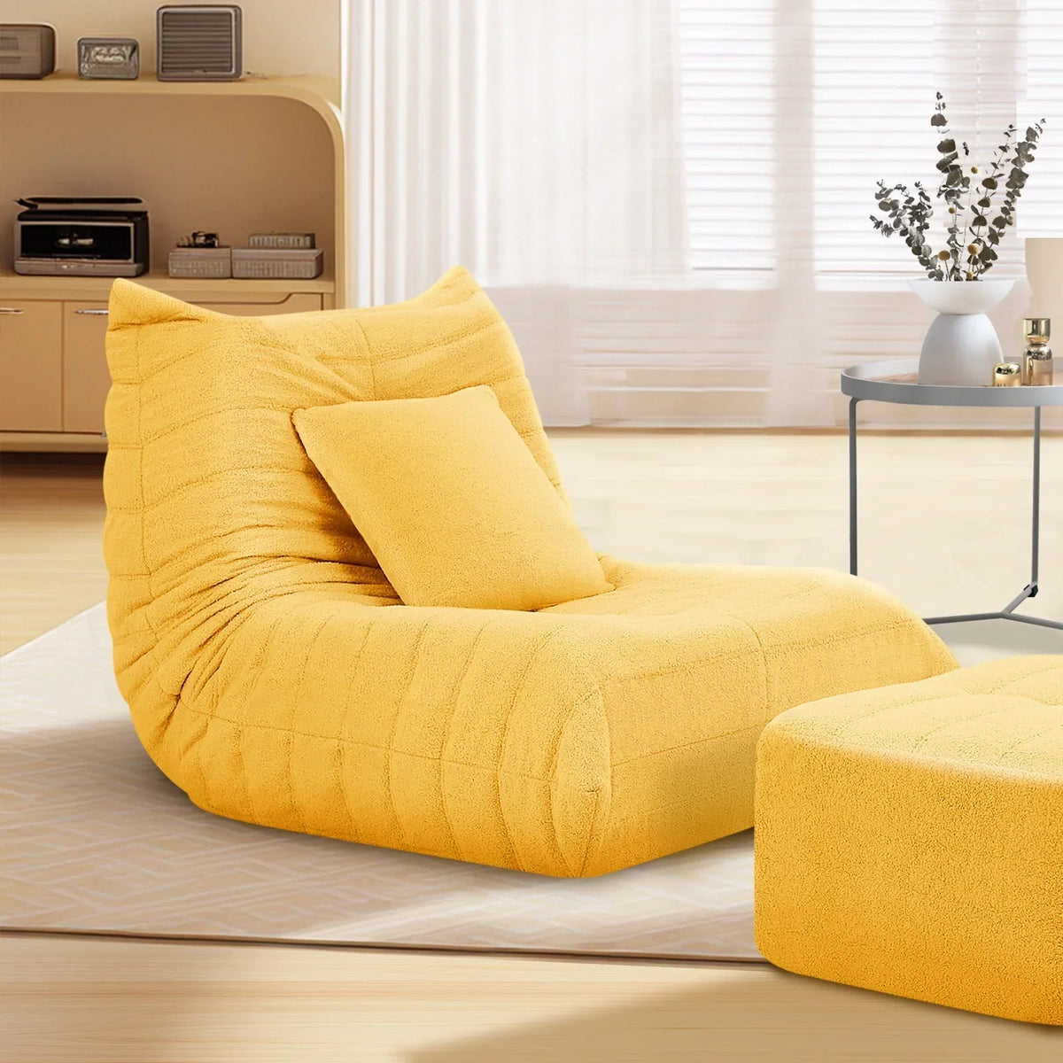 Nouveauté 2026 – Fauteuils poufs VFD pour adultes, pouf avec repose-pieds, canapé lounge confortable en mousse à mémoire de forme, fauteuil de lecture idéal pour la chambre et le salon, canapé de sol relaxant