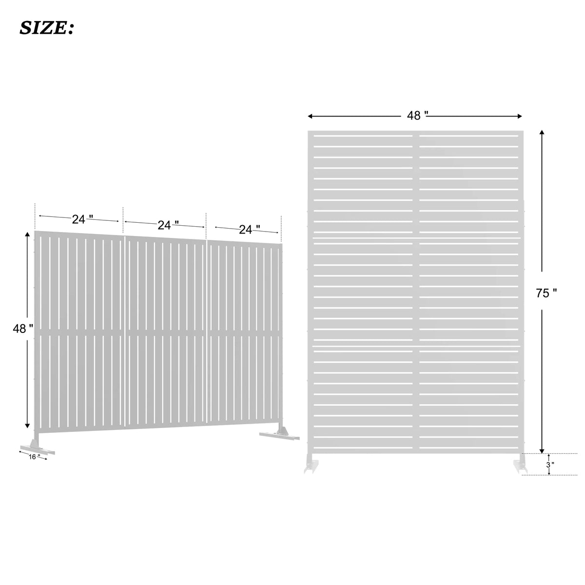 Nouveauté 2026 – Panneau de séparation extérieur en métal noir MAYEERTY 72*47" pour patio, style classique à persiennes